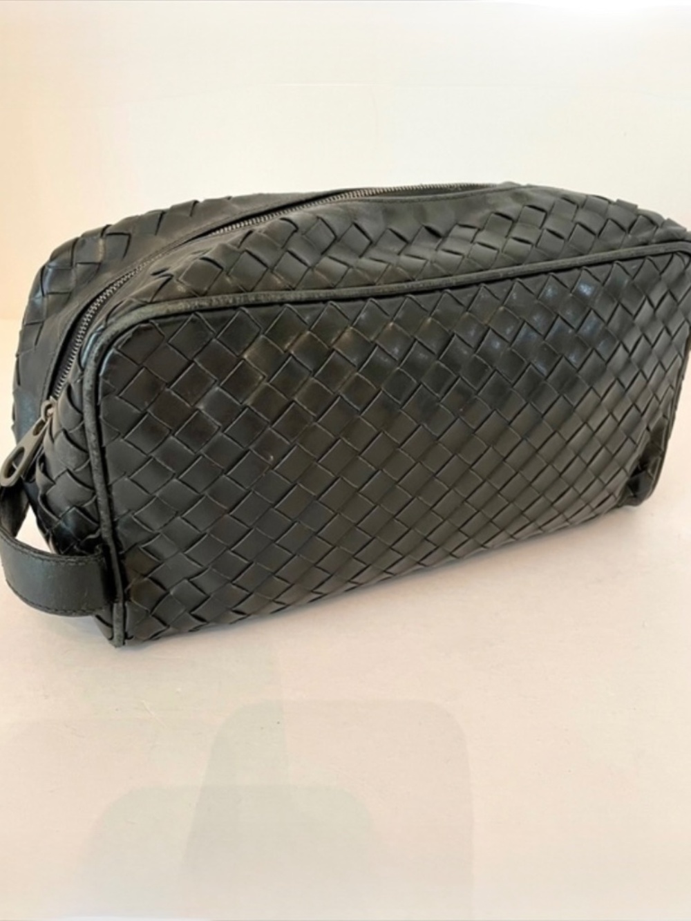 Bottega Veneta Intrecciato Black Leather Travel/Cosmetic Case Pouch Unisex